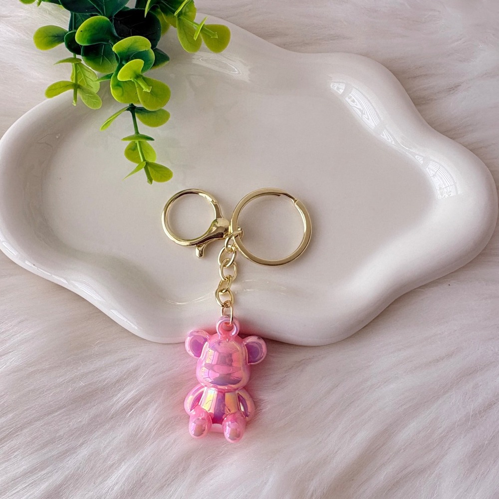 Pearlescent Teddy Bear Keychain/Bag Charm‎